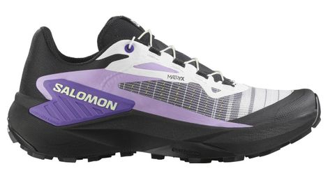 Chaussures Trail Salomon Genesis Blanc/Noir/Violet Femme - Bon état sur Alltricks