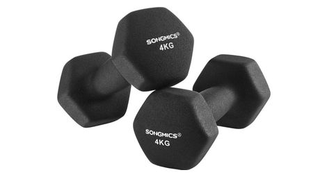 Halteres en vinyle 2 x 4 kg lot de 2 noir sport fitness musculation 12 0002008