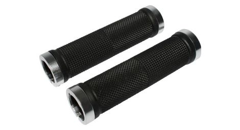Poignee city vtt newton grip diamants noir double collier chc argent l130mm paire