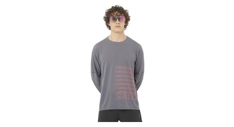 Maillot manches longues salomon sense aero graphic gris rouge homme