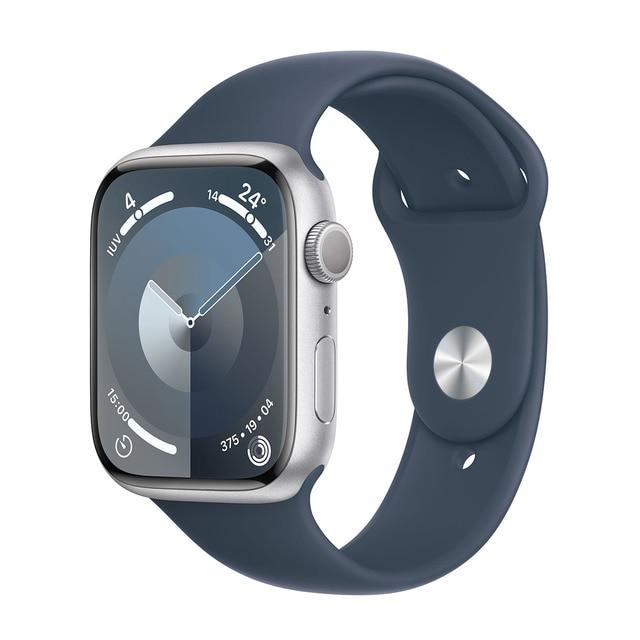 Apple Watch Series 9 (2023) GPS 45 mm - Aluminium Argent - Bracelet sport Bleu Reconditionné - Apple reconditionné disponible sur Backmarket