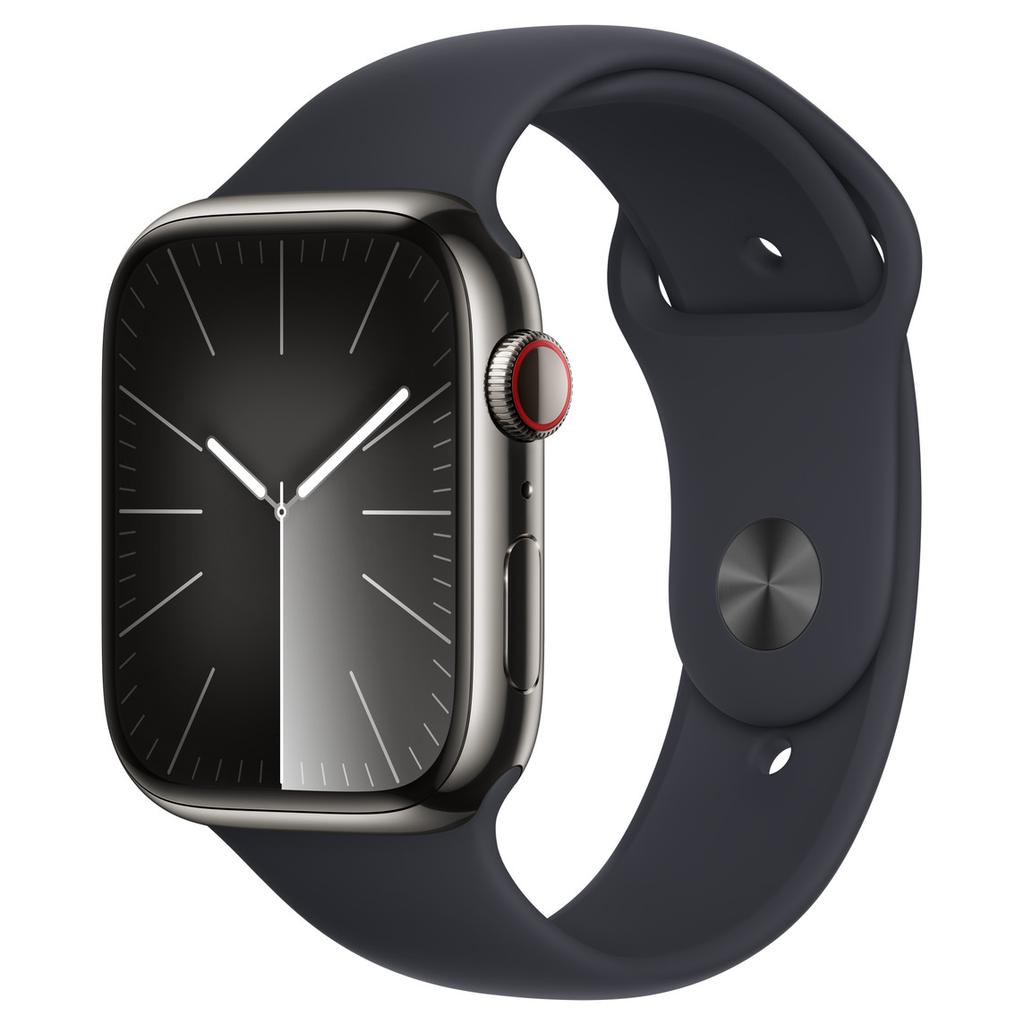 Apple Watch Series 9 (2023) GPS + Cellular 45 mm - Acier inoxydable Graphite - Bracelet sport Midnight Reconditionné - Apple reconditionné disponible sur Backmarket