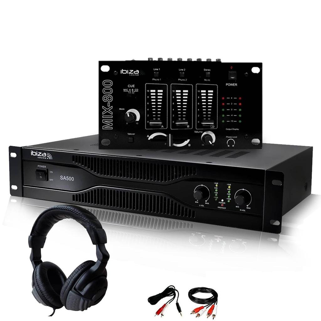 Amplificateur Pack Sono Dj Amplificateur 500W IBIZA SOUND SA500 + Table de mixage MIX800 + CASQUE + Câblages RCA + PC Reconditionné - Ibiza Sound reconditionné disponible sur Backmarket