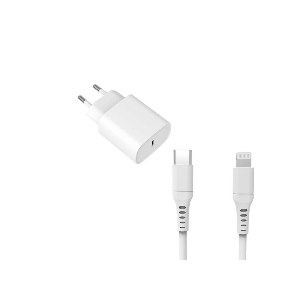 Câble et Prise Murale (USB-C + Lightning) 20W - WTK Reconditionné - N/A reconditionné disponible sur Backmarket