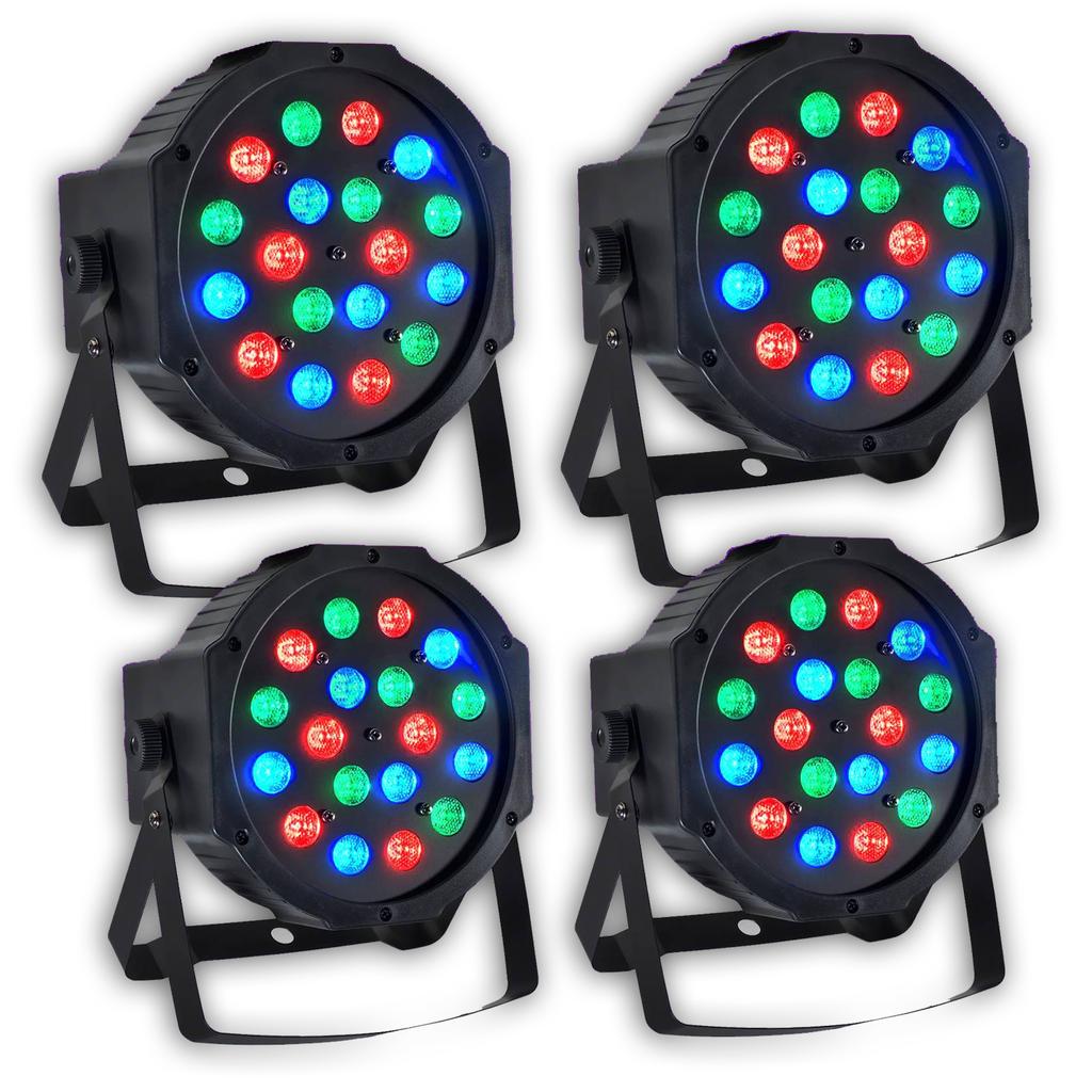 Éclairage Pack 4 Projecteurs DJ Light Animation Disco Mobile PAR à LED 18x1W RGB - Pur Light MONTANA Reconditionné - N/A reconditionné disponible sur Backmarket