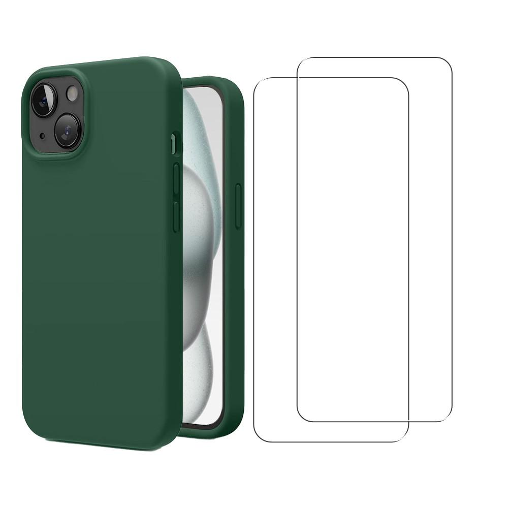 Coque iPhone 15 et 2 écrans de protection - Silicone - Vert Reconditionné - N/A reconditionné disponible sur Backmarket