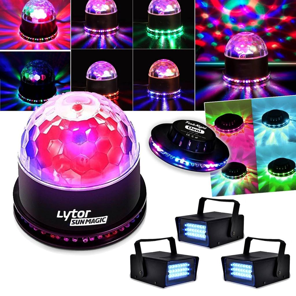 Éclairage Lytor Pack Soirée FIESTA SUNMAGIC + 3 LEDSTROBE BLANC + Effet OVNI RVB Reconditionné - N/A reconditionné disponible sur Backmarket
