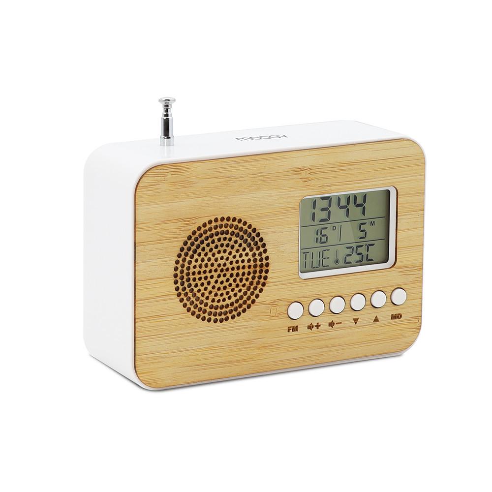 Radio Mooov Réveil Bamboo de voyage avec fonction radio FM, date et température intérieure alarm Reconditionné - N/A reconditionné disponible sur Backmarket