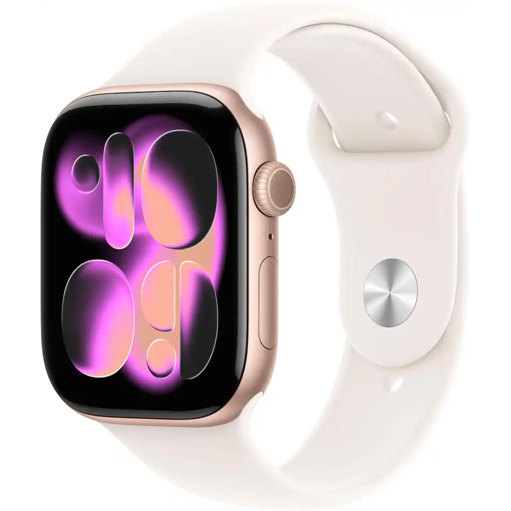Apple Watch Series 11 (2025) GPS 42 mm - Aluminium Or rose - Bracelet sport Rose Reconditionné - Apple reconditionné disponible sur Backmarket