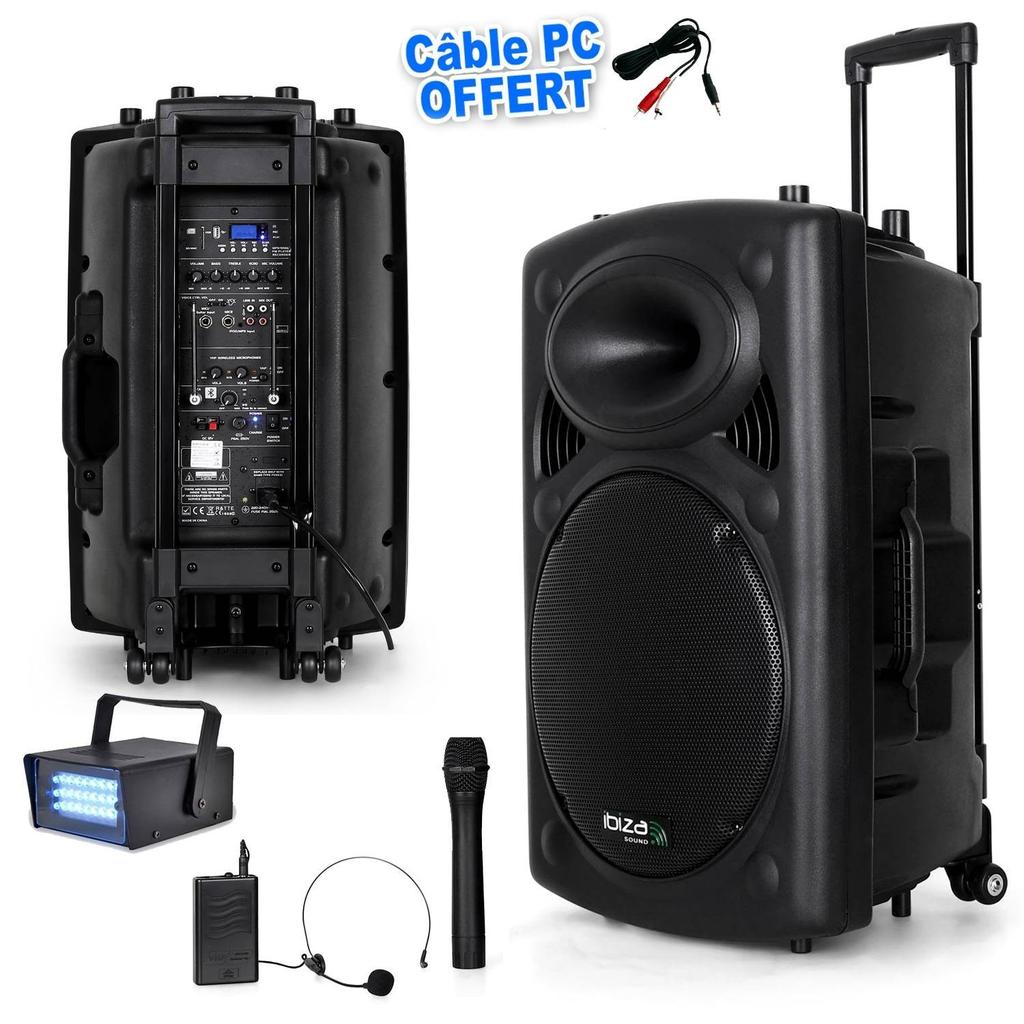 Acheter Enceintes sono Ibiza Sound Public Adress mobile MP3 800W + 2 micros PORT15VHF-BT + Câble PC + Mini Strobe LytOr Reconditionné - 428,99 € Enceintes sono Ibiza Sound Public Adress mobile MP3 800W + 2 micros PORT15VHF-BT + Câble PC + Mini Strobe LytOr Reconditionné - Ibiza Sound reconditionné disponible sur Backmarket
