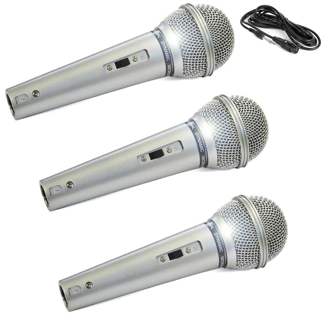 Accessoires audio Mr Entertainer 3 Microphones Chant KARAOKE Conférence, Musique Dynamique Unidirectionnel SIlver/ Câble XLR-XLR 3m Reconditionné - N/A reconditionné disponible sur Backmarket