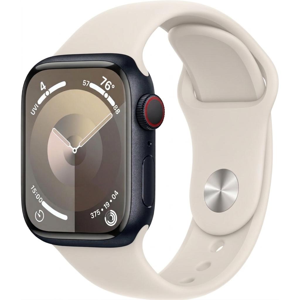 Apple Watch Series 9 (2023) GPS 45 mm - Aluminium Minuit - Bracelet sport Lumière stellaire Reconditionné - Apple reconditionné disponible sur Backmarket