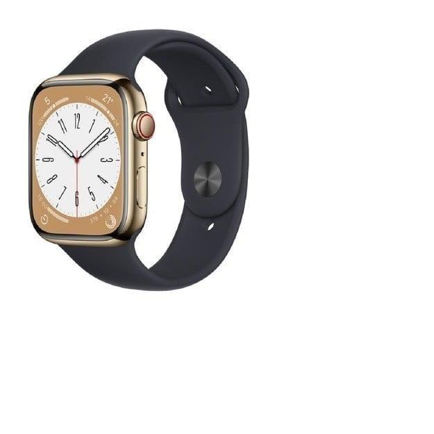 Acheter Apple Watch Series 8 (2022) GPS + Cellular 45 mm - Acier inoxydable Or - Bracelet sport Noir Reconditionné - 299,00 € Apple Watch Series 8 (2022) GPS + Cellular 45 mm - Acier inoxydable Or - Bracelet sport Noir Reconditionné - Apple reconditionné disponible sur Backmarket