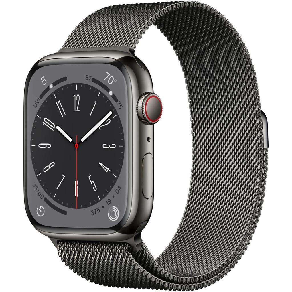 Acheter Apple Watch Series 8 (2022) GPS + Cellular 45 mm - Acier inoxydable Graphite - Bracelet milanais Noir Reconditionné - 270,00 € Apple Watch Series 8 (2022) GPS + Cellular 45 mm - Acier inoxydable Graphite - Bracelet milanais Noir Reconditionné - Apple reconditionné disponible sur Backmarket