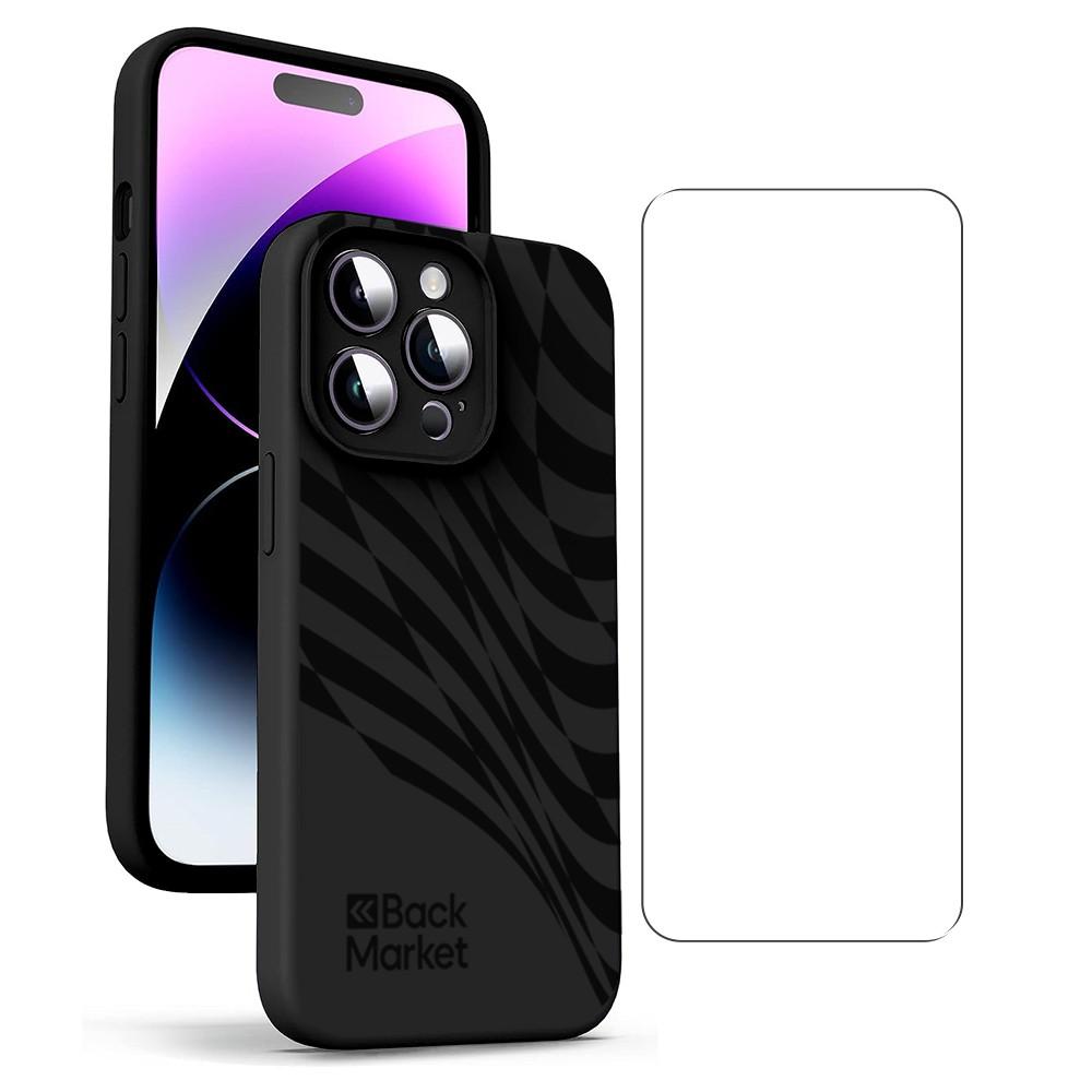 Coque Back Market iPhone 14 pro et écran de protection - Plastique recyclé - Noir Reconditionné - Back Market reconditionné disponible sur Backmarket