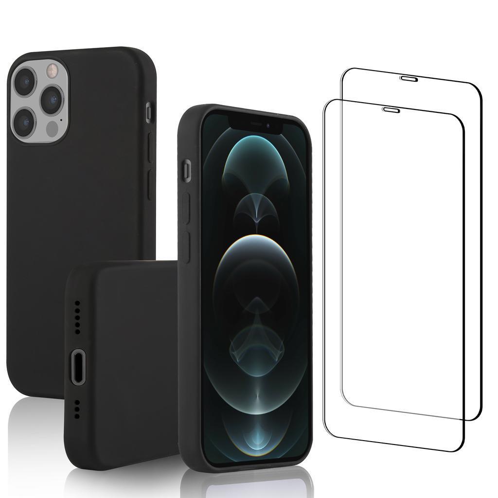 Coque iPhone 12/iPhone 12 Pro et 2 écrans de protection - Silicone - Noir Reconditionné - N/A reconditionné disponible sur Backmarket