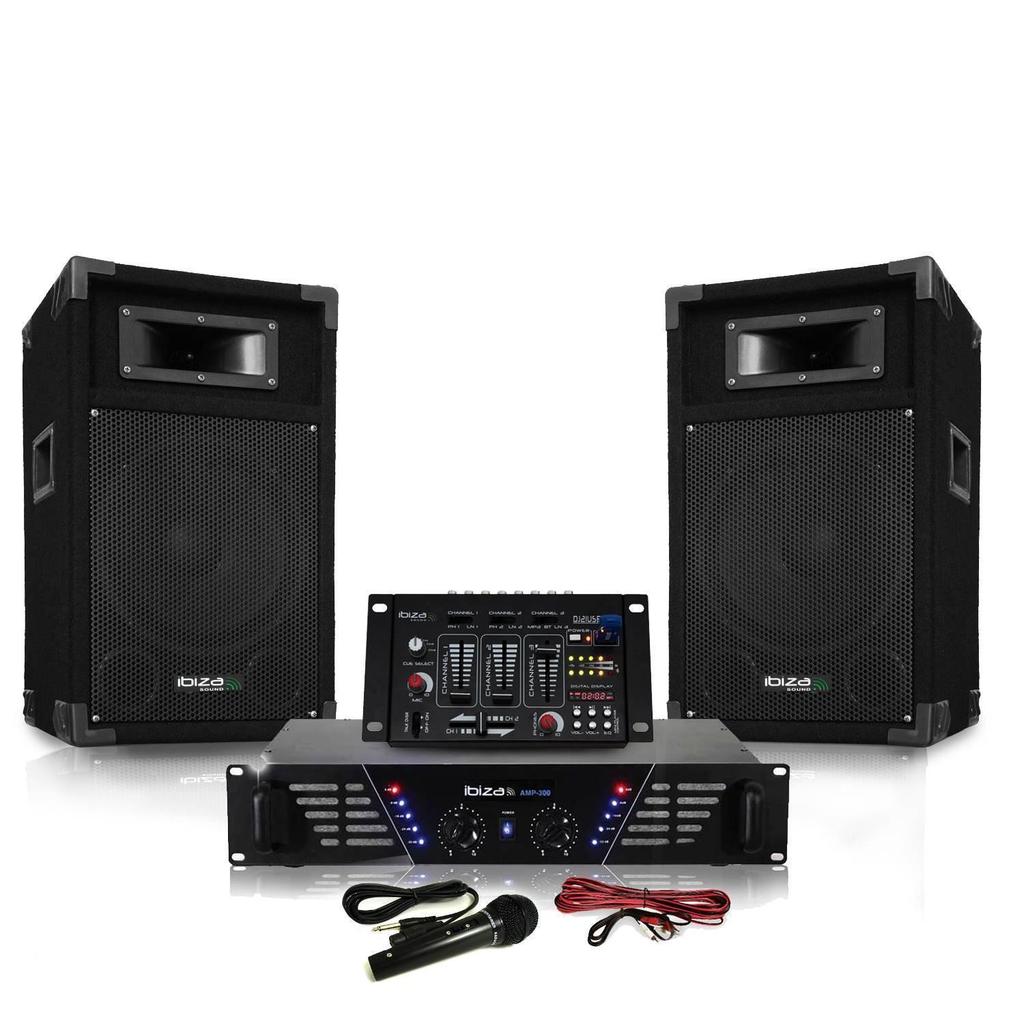 Enceintes sono Ibiza Sound DJ300-BT + HP 500W Mixer Reconditionné - Ibiza Sound reconditionné disponible sur Backmarket