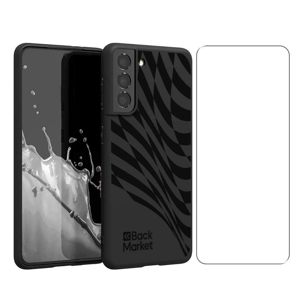 Coque Back Market Galaxy S21 et écran de protection - Plastique recyclé - Noir Motif Vague Reconditionné - Back Market reconditionné disponible sur Backmarket