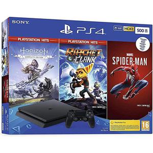 PlayStation 4 Slim 500GB - Noir + Marvel’s Spider-Man + Horizon Zero Dawn + Ratchet & Clank