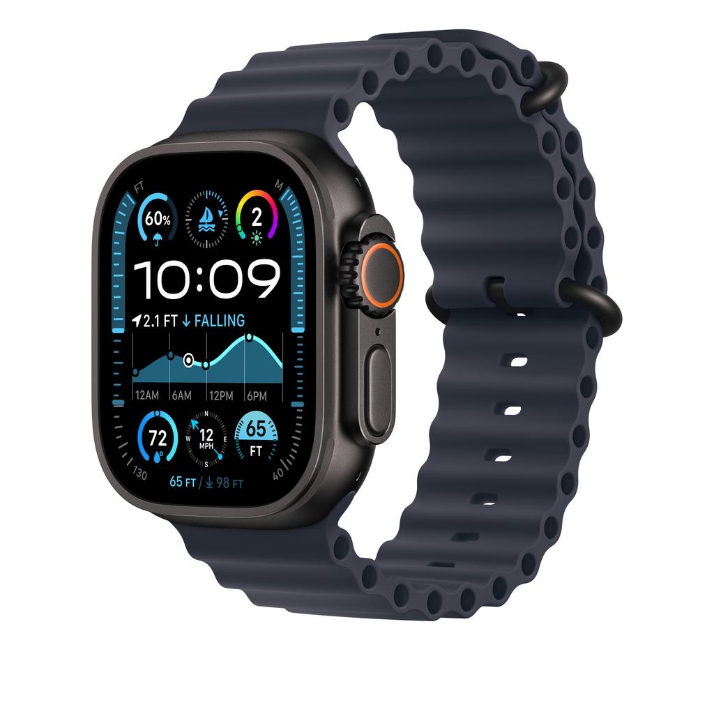 Apple Watch Ultra 2 (2024) GPS + Cellular 49 mm - Titane Noir - Bracelet Océan Bleu Reconditionné - Apple reconditionné disponible sur Backmarket