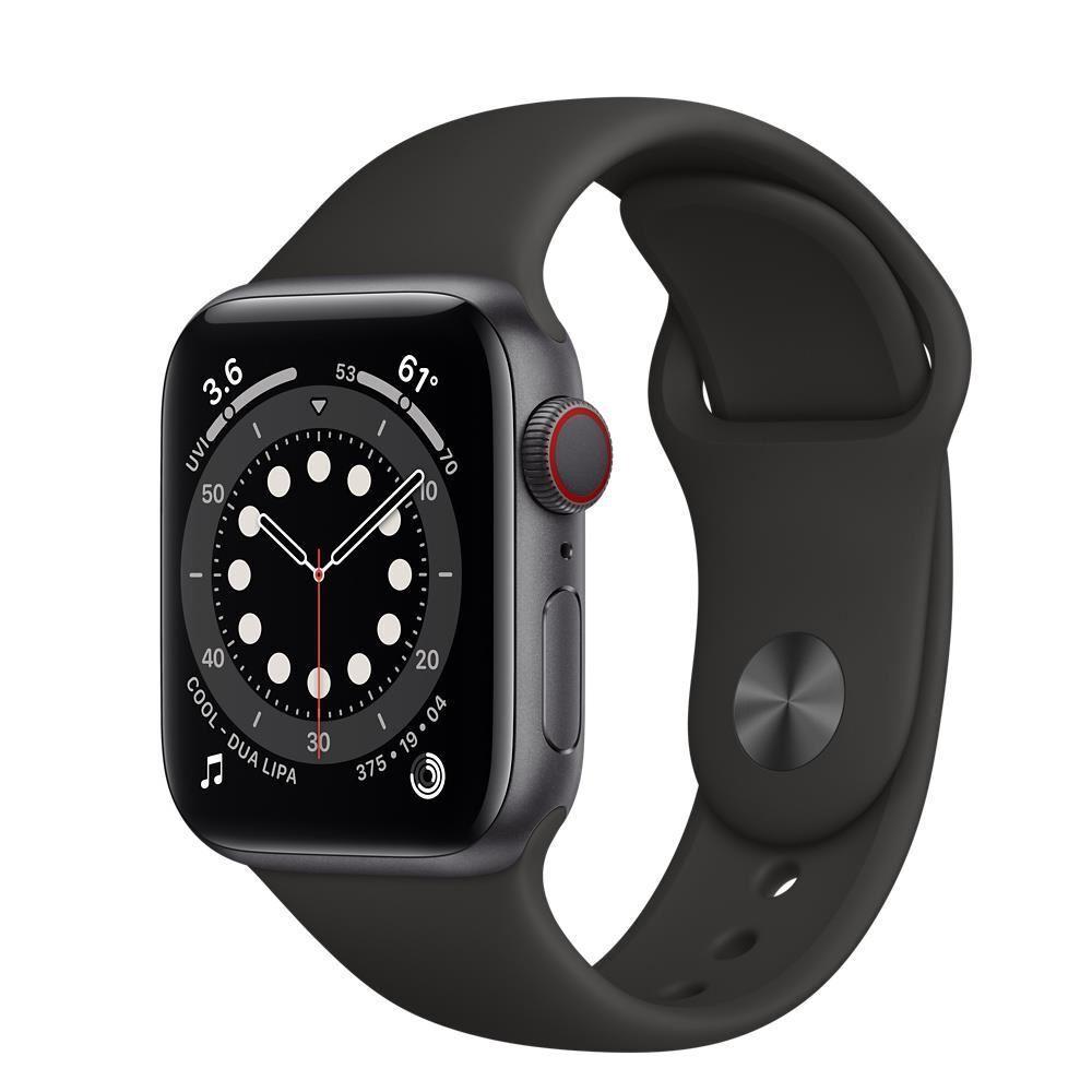 Apple Watch Series 6 (2020) GPS + Cellular 40 mm - Aluminium Gris sidéral - Bracelet sport Noir Reconditionné - Apple reconditionné disponible sur Backmarket
