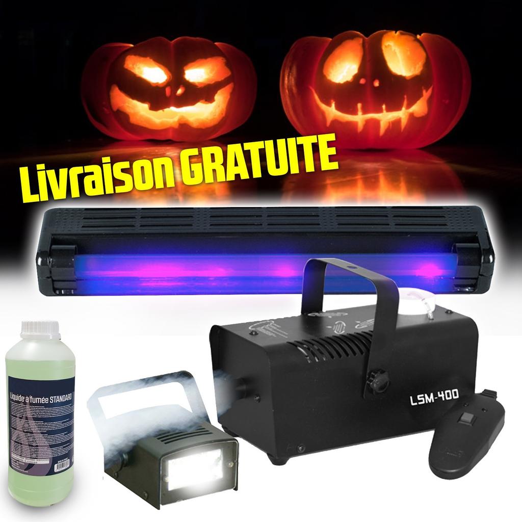 Accessoires audio Pack HALLOWEEN Boost FOG & FEAR 2 avec Machine à fumée + 1L de liquide, Réglette UV + Mini Strobe Reconditionné - N/A reconditionné disponible sur Backmarket