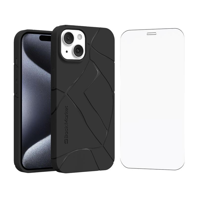 Coque Back Market iPhone 15 et écran de protection - Plastique recyclé - Noir (Kintsugi) Reconditionné - Back Market reconditionné disponible sur Backmarket