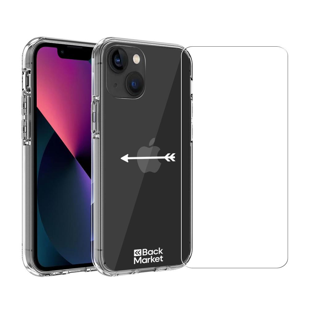 Coque Back Market iPhone 13 mini et écran de protection - Plastique 60% recyclé - Transparent Reconditionné - Back Market reconditionné disponible sur Backmarket