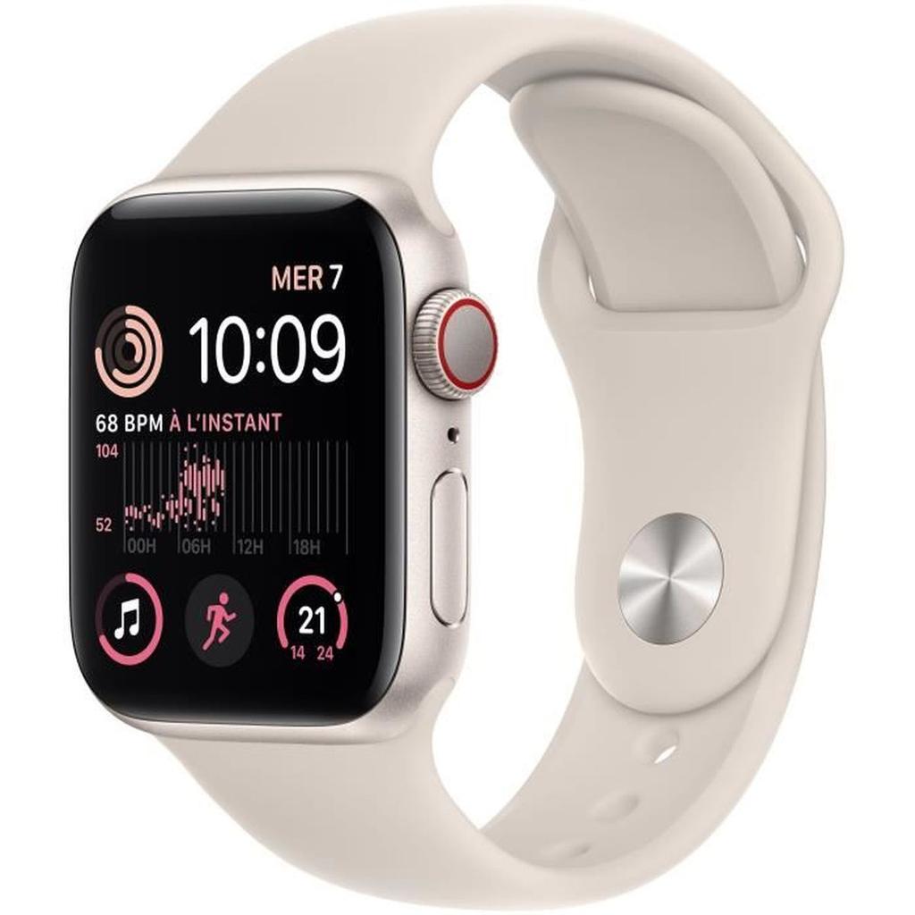 Apple Watch Series SE 2 (2022) GPS 44 mm - Aluminium Lumière stellaire - Bracelet sport Lumière stellaire Reconditionné - Apple reconditionné disponible sur Backmarket