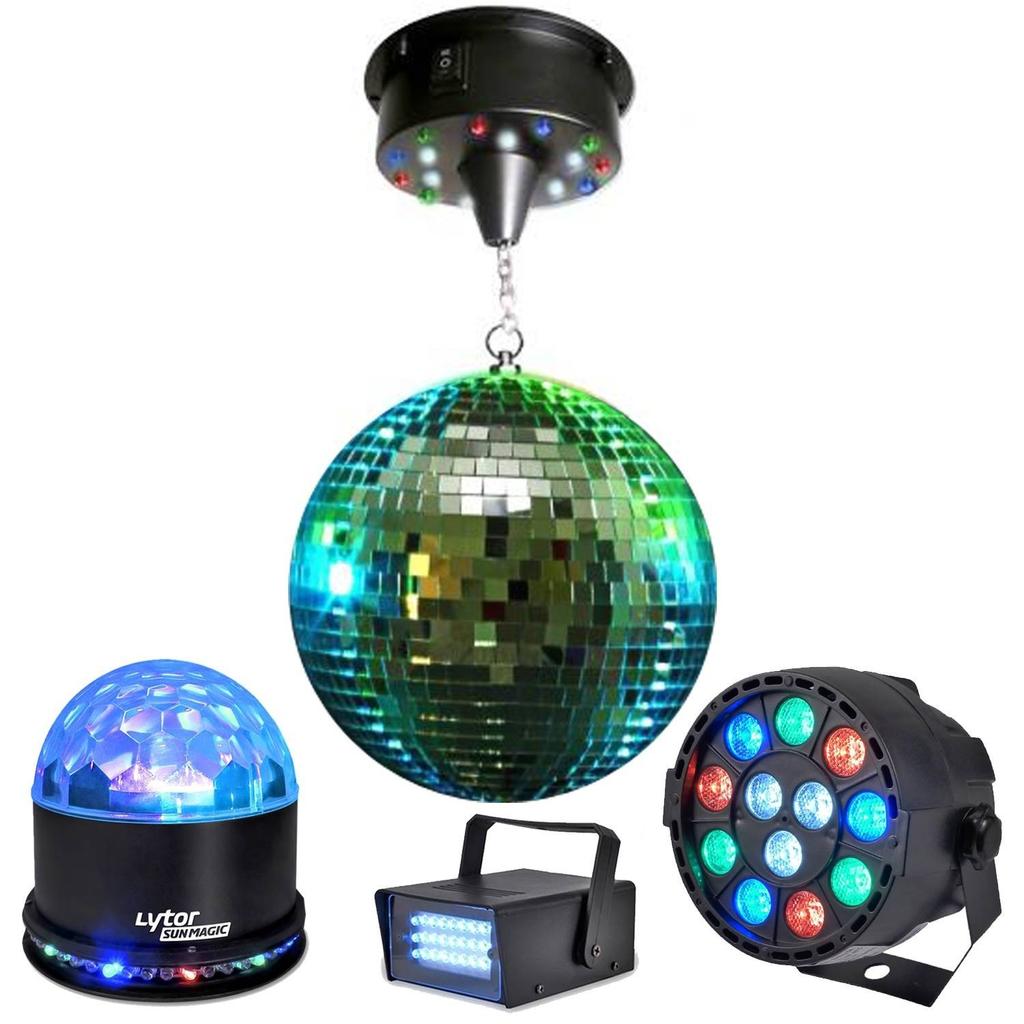 Éclairage Lytor Pack LIGHT Boule à facettes 30cm + Mini strobe + SUNMAGIC + PAR-MINI-RGBW Reconditionné - N/A reconditionné disponible sur Backmarket