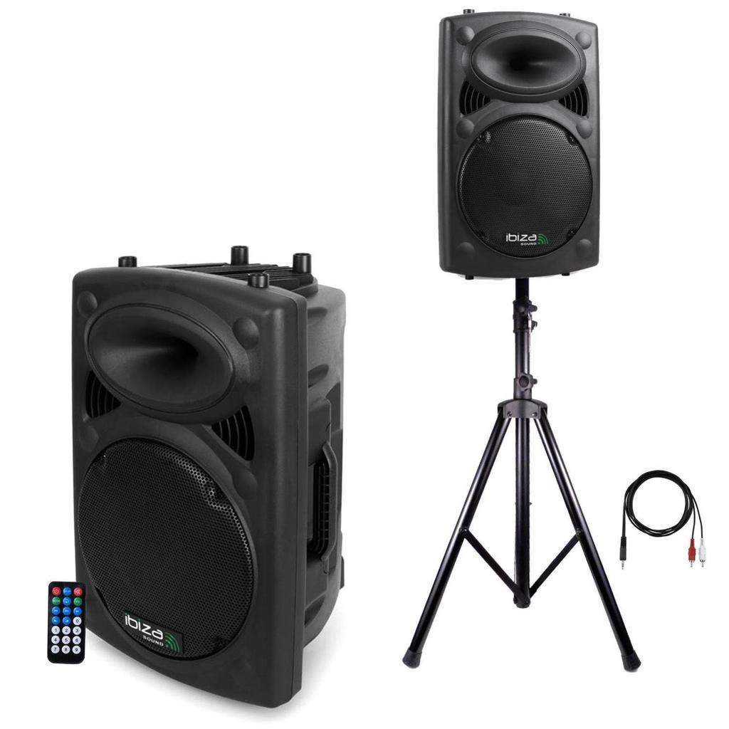 Enceintes sono Ibiza Sound Enceinte amplifiéeS ONO DJ 12"" 30cm 700W USB/SD/BT + pied + câble PC Reconditionné - Ibiza Sound reconditionné disponible sur Backmarket