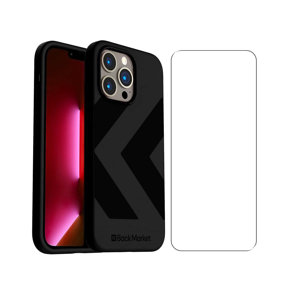 Coque Back Market iPhone 13 Pro et écran de protection - Plastique recyclé - Noir (Chevron) Reconditionné - Back Market reconditionné disponible sur Backmarket