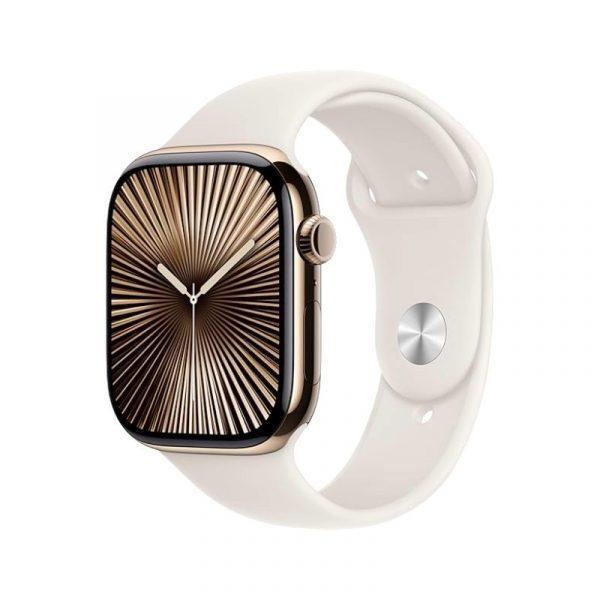 Acheter Apple Watch Series 9 (2023) GPS + Cellular 45 mm - Acier inoxydable Or - Bracelet sport Lumière stellaire Reconditionné - 294,00 € Apple Watch Series 9 (2023) GPS + Cellular 45 mm - Acier inoxydable Or - Bracelet sport Lumière stellaire Reconditionné - Apple reconditionné disponible sur Backmarket