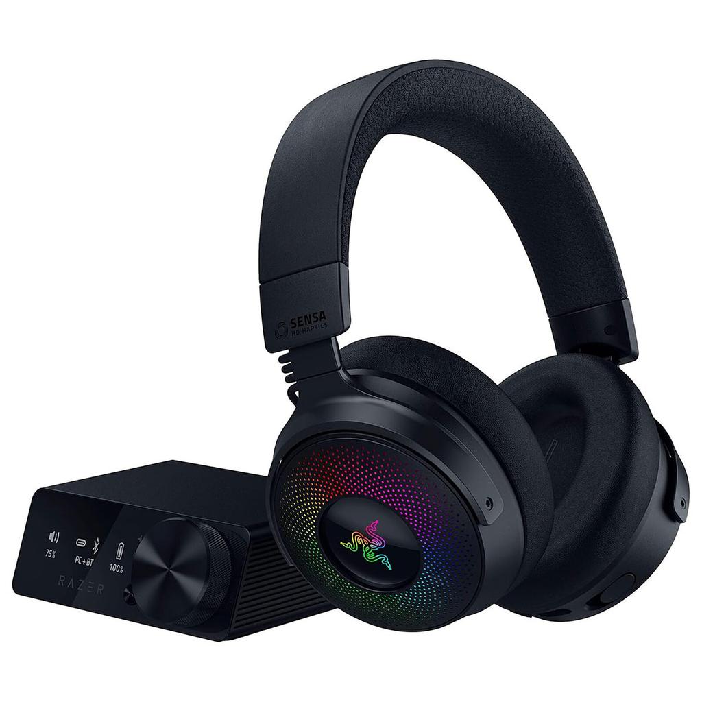 Casque réducteur de bruit gaming filaire + sans fil avec micro Razer Kraken V4 Pro - Noir Reconditionné - Razer reconditionné disponible sur Backmarket