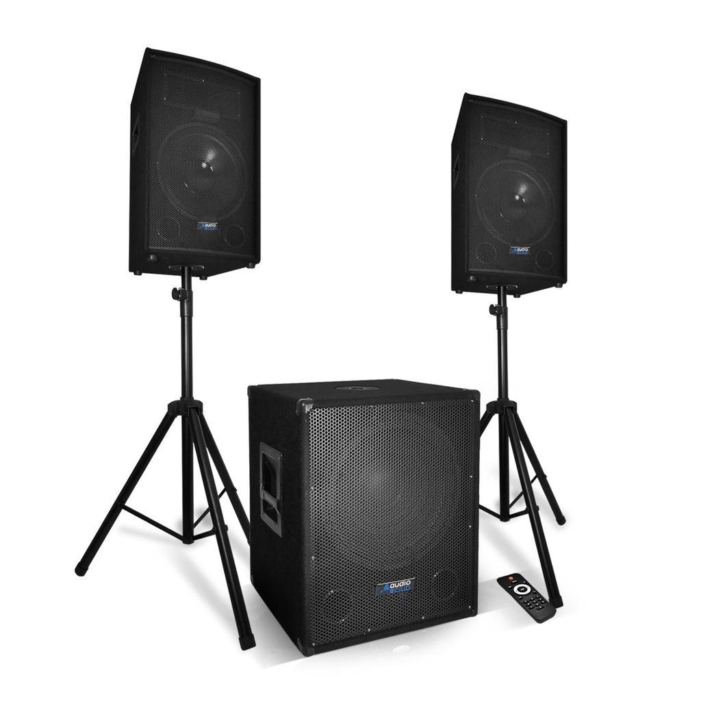 Enceintes sono Pack sonorisation 2200W - Enceintes + Caisson + Pieds - USB/BLUETOOTH - BM SONIC BMS1512 Reconditionné - N/A reconditionné disponible sur Backmarket