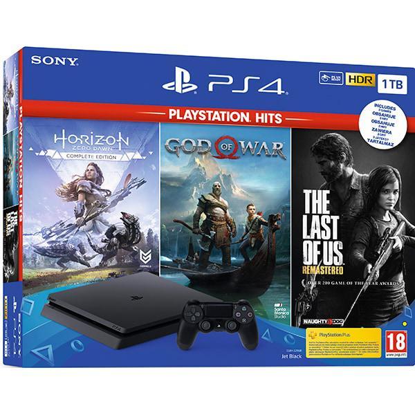 PlayStation 4 Slim 1000Go - Noir + Horizon Zero Dawn + God of War + The Last of Us (Remastered) Reconditionné - Sony reconditionné disponible sur Backmarket