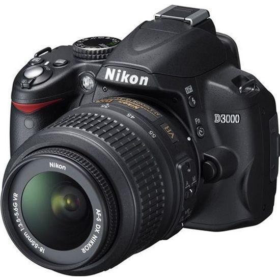 Reflex D3000 - Noir + Nikon AF-S DX Nikkor 55-200mm f/4-5.6G ED f/4-5.6 Reconditionné - Nikon reconditionné disponible sur Backmarket