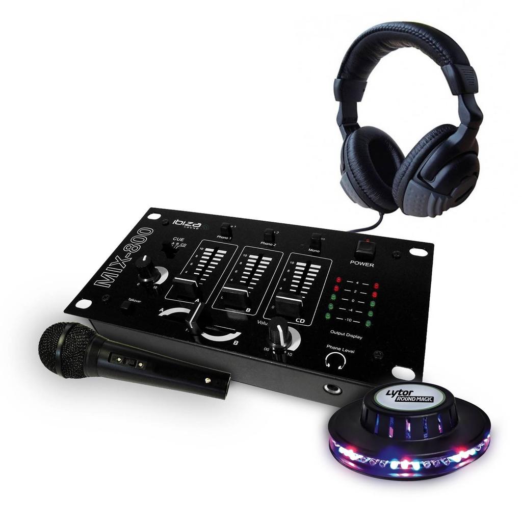 Accessoires audio Table de mixage - Ibiza sound - casque DJ - micro noir - jeu de lumière effet UFO Ovni Reconditionné - Ibiza Sound reconditionné disponible sur Backmarket