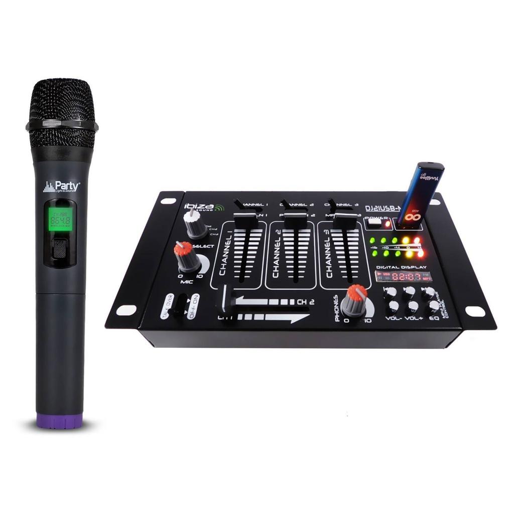 Accessoires audio Table de mixage - Ibiza Sound DJ21 4 voies 7 entrées USB + Micro sans fil VHF via USB Reconditionné - Ibiza Sound reconditionné disponible sur Backmarket