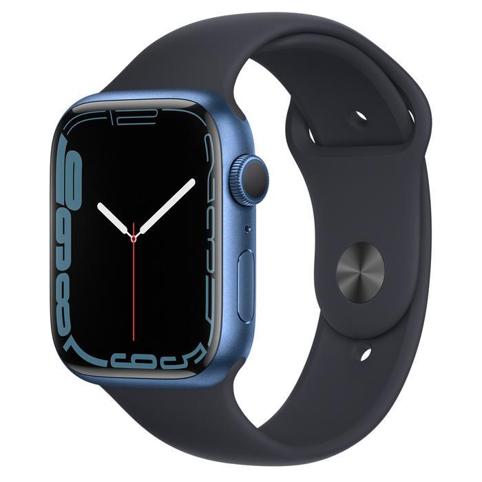 Apple Watch Series 7 (2021) GPS + Cellular 45 mm - Aluminium Bleu - Bracelet sport Noir Reconditionné - Apple reconditionné disponible sur Backmarket