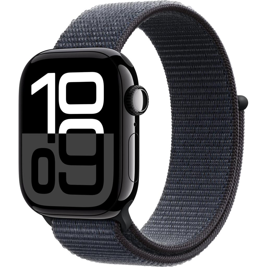 Apple Watch Series 10 (2024) GPS 42 mm - Aluminium Noir de jais - Boucle sport Noir Reconditionné - Apple reconditionné disponible sur Backmarket