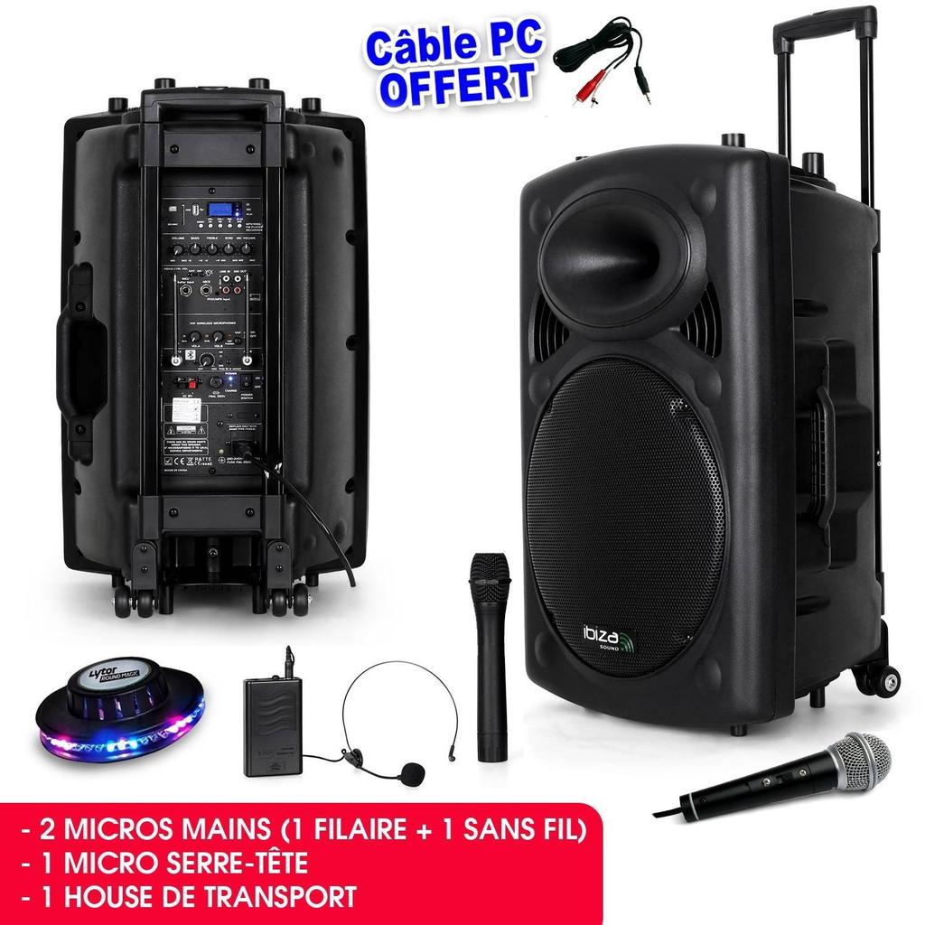 Acheter Enceintes sono Ibiza Sound Public Adress mobile MP3 800W + 3 micros PORT15VHF-BT + Câble PC + Effet OVNI RoundMagic LytOr Reconditionné - 452,99 € Enceintes sono Ibiza Sound Public Adress mobile MP3 800W + 3 micros PORT15VHF-BT + Câble PC + Effet OVNI RoundMagic LytOr Reconditionné - Ibiza Sound reconditionné disponible sur Backmarket