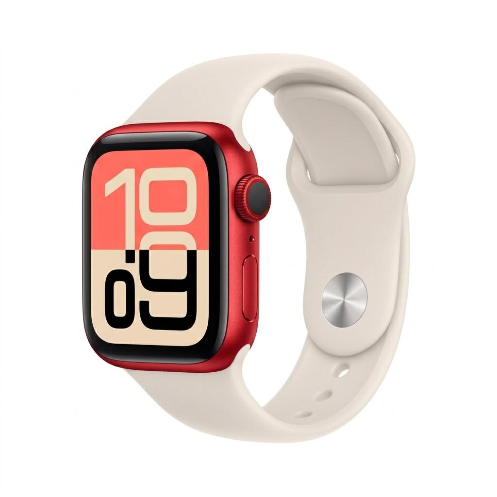 Apple Watch Series 9 (2023) GPS + Cellular 45 mm - Aluminium Rouge - Bracelet sport Lumière stellaire Reconditionné - Apple reconditionné disponible sur Backmarket