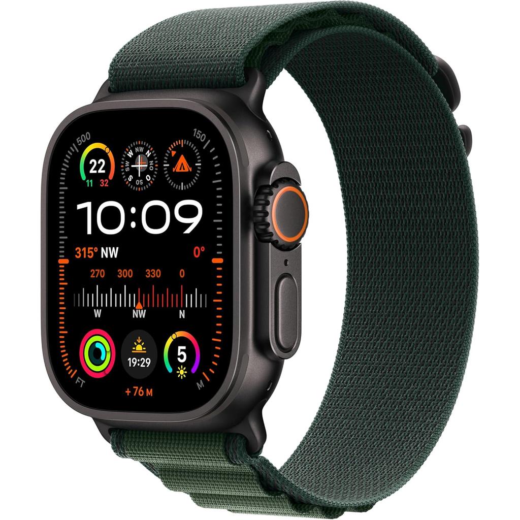 Apple Watch Ultra 2 (2024) GPS + Cellular 49 mm - Titane Noir - Boucle Alpine Vert Reconditionné - Apple reconditionné disponible sur Backmarket