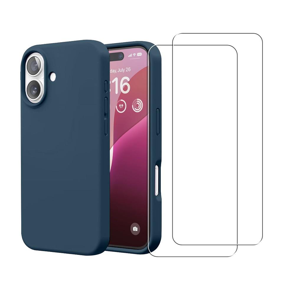 Coque iPhone 16 et 2 écrans de protection - Silicone - Bleu Reconditionné -  reconditionné disponible sur Backmarket