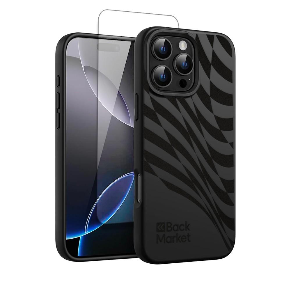 Coque Back Market iPhone 16 Pro Max et écran de protection - Plastique recyclé - Noir Reconditionné - Back Market reconditionné disponible sur Backmarket