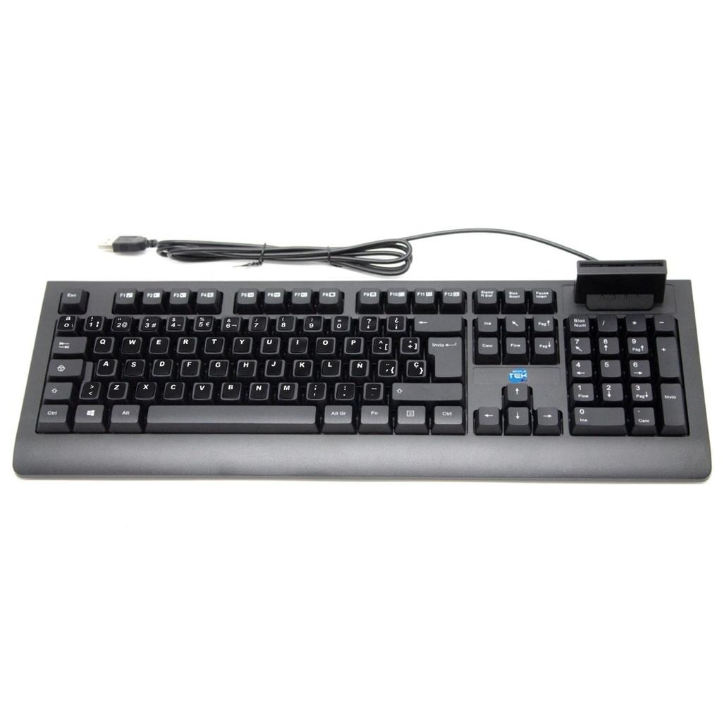 Clavier Simpletek QWERTY Espagnol Wired with Smart Card Reader, with stickers Reconditionné - N/A reconditionné disponible sur Backmarket