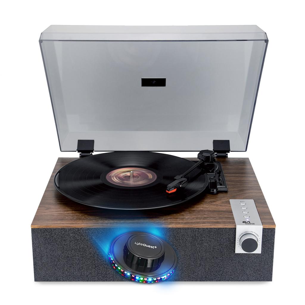 Platine Vinyle Tourne-disque Vinyle Evidence Acoustics EA-PL200-WOOD Haut-parleurs intégrés 40W PMPO - 33, 45 et 78 tours - Bluetooth, OVNI LED Reconditionné - Evidence Acoustics reconditionné disponible sur Backmarket