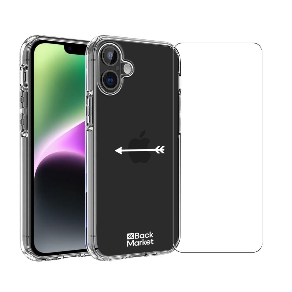 Coque Back Market iPhone 16 et écran de protection - Plastique 60% recyclé - Transparent Reconditionné - Back Market reconditionné disponible sur Backmarket