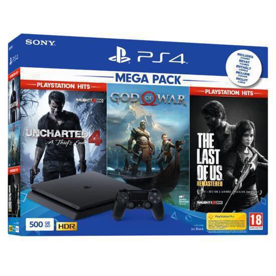 PlayStation 4 Slim 500Go - Noir - Edition limitée Uncharted 4: A Thief ́s End + God Of War + The Last of Us: Remastered + Uncharted 4: A Thief ́s End Reconditionné - Sony reconditionné disponible sur Backmarket